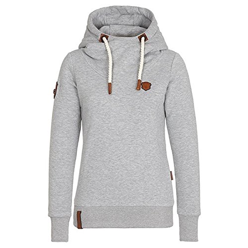 Preisvergleich Produktbild Swallowuk Damen Kapuzenpullover Rollkragen Langarmshirt Hoodie Sweatshirt Pullover Mädchen Mode Hoodie Bluse Pullis Tops Oberteile Sweatjacke (L, Grau)