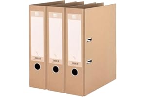 Oxford A4 Recycled Lever Arch Files, Natural Kraft Paper on Board Folders, Environmentally Certified (Pack of 3)