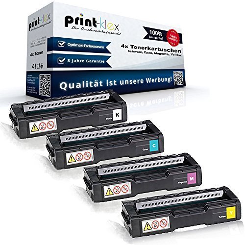 4x kompatible Tonerkartuschen für Ricoh SP C252 SP C252 dn SP C252 sf Black Cyan Magenta Yellow Sparset KCMY - Eco Plus Serie