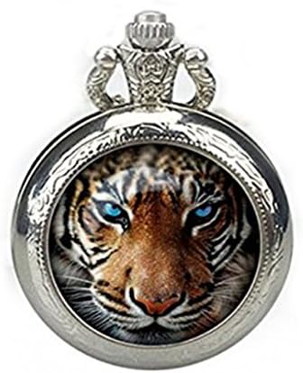 Tiger Pocket Watch Necklace, Tiger Watch Pendant tiger watch jewelry Necklace Pendant Art gift for men for women christmas gift