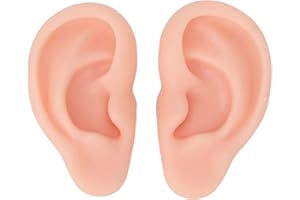 JTLB Modèle d'oreille en silicone, modèle souple et flexible gauche et droit pour la pratique du perçage d'oreilles, parties du corps en silicone, moule d'oreille en silicone(Couleur de peau claire)