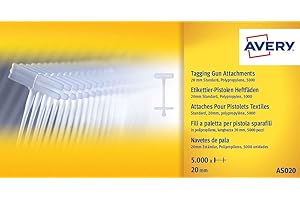 Avery España AS020 Hilos de paleta para pistola de etiquetas de 20mm, polipropileno, 5000 piezas, fijación rápida y segura en tejidos
