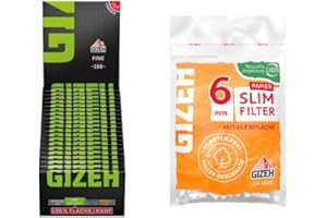 ‎GIZEH GIZEH Black Fine MAGNET - Kurzes Papier - 20 Heftchen a 100 Blättchen + Gizeh Slimfilter Papier 6mm - 20 x 120 Stück