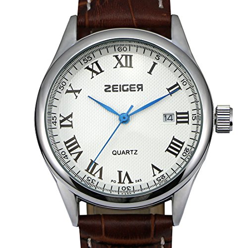 ZEIGER Elegant Herren Uhr Datum Herrenuhr Quarz Armbanduhr Herren Armbanduhr Analog Braun Leder ArmbanduhrW313 ZEIGER Elegant Herren Uhr Datum Herrenuhr Quarz Armbanduhr Herren Armbanduhr Analog Braun Leder ArmbanduhrW313