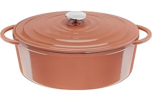 Tefal Lov Cocotte ovale 34 x 26 cm en fonte d’acier, Induction intégrale + four, Revêtement intérieur émaillé, Robuste et écodesign, Cuisine saine, Ebook de recettes inclus, Terracotta E2600605