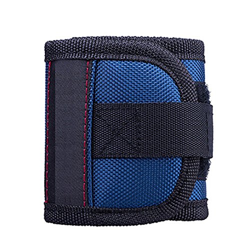 Latinaric Blau 39x5 cm Nylon Abeiter Atmungsaktiv Magnetarmband für Schrauben Nägel Bolzen