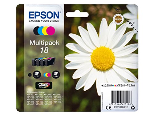 Epson original - Epson Expression Home XP-215 (18 / C13T18064012) - Tintenpatrone MultiPack (schwarz, cyan, magenta, gelb)