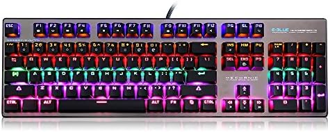 Backlight Gaming Keyboard, Joyhero E - 3LUE K753 USB Mixed Color Backlit USB Wired Gaming Mechanical Keyboard for Gmae Office, Key Cap Puller for Gamers Typists(Black)