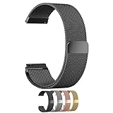 Schnellwechsel-Armband - Breite 18mm / 20mm / 22mm / 23mm Rostfreier Stahl Uhrenarmband mit Magnet Milanese Schleife Edelstahl-Uhrenarmband (22mm, Schwarz)