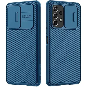 Galaxy A53 Case with Camera Cover,A53 5G Slim Fit Thin Polycarbonate Protective Shockproof Cover with Slide Camera Cover, Upgraded Case for Samsung Galaxy A53 (Blue)