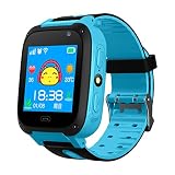 Wasserdicht, mit GPS-Tracker, Smart-Watch mit Schrittzähler Armband SIM-anti-lost SOS Smartwatch für Kinder Geburtstag Geschenk, blau