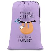 Flintronic 1PCS Portable Folding Laundry Bag, Purple Laundry Bags for Dirty Clothes, Laundry Bag with Rope, Large Capacity, f