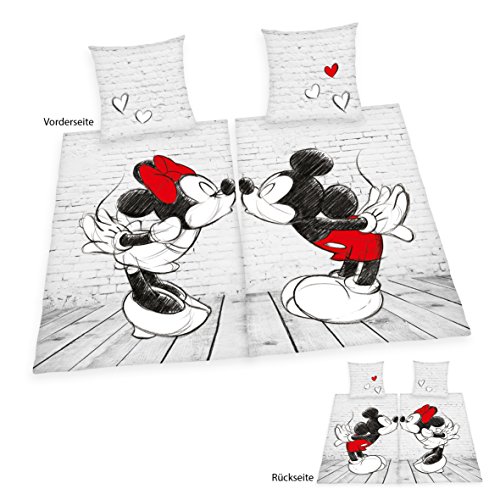 Herding 4478226250 Mickey & Minnie Partnerpack Bettwäsche, Baumwolle, weiß, 135 x 200 x cm - 2