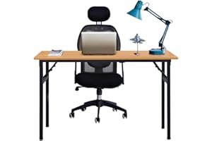 sogesfurniture Schreibtisch Klapptisch 120x60cm Computertisch Büromöbel PC Tisch, Stabil Bürotisch Konferenztisch Klappbar für Zuhause, Büro, Picknick, Garten, Teak&Schwarz AC5TB-120-SF