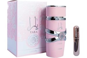 LATTAFA Yara rosa,Oud, perfume árabe (ORIGINAL) para mujer, de larga duración, 100 ml+REGALO Atomizador 5ml DRIKANBEST