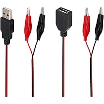 CABLEPELADO USB Auf Krokodilklemmen Kabel, 5V, 2A, 1m, 18 AWG – Für Elektronik-Tests & DIY-Projekte