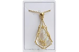 QGSIWEI Handmade Crystal Holder Necklace Stainless Steel Cage for Stone, Crystal Pendant Necklace, Quartz Gemstone Jewelry for Women Men