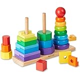 Melissa & Doug Impilatore Geometrico, Giocattoli per lo sviluppo, Giocattolo di legno impilabile per bambini, Gioco Montessor
