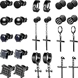 Paquete que recibe: obtendrá 12 pares de aretes, incluidos 4 aros de aro con colgante en forma de cruz, 8 pares de aretes sin colgante, que le brindarán más opciones para sus necesidades diarias de vestimenta.