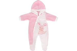 ZWOOS Vestiti per Bambole per New Born Baby Doll, Pigiama con Cappuccio per Bambolotti 35-43 cm (Coniglio Rosa)