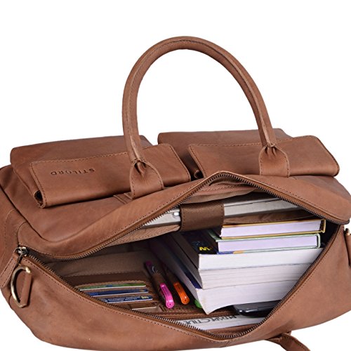 STILORD  Carlo  Gro  e Umh  ngetasche Leder Lehrertasche Aktentasche Schultertasche Reise Beruf Freizeit 15 6 Zoll Laptop College Bag Arbeit B  ro  Fa