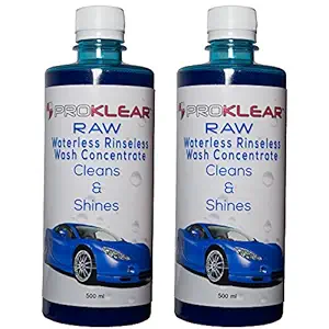 PROKLEAR RAW Rinseless/Waterless Auto Wash Concentrate 1 Litre 2 x 500ml Pack Makes 100 liters