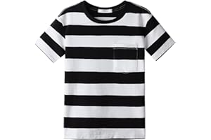 DYBKER T-Shirt Jungen Mädchen Streifen Rundhalsausschnitt Kurzarm Baumwolle Tops für Kinder