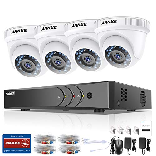 ANNKE Kit Sistema de Seguridad CCTV Cámara de vigilancia Luz estelar 4CH 3MP H.265+ DVR con 4 Cámaras 1080P IP66 Impermeable Visión nocturna No-Ruido Alerta por correo electrónico con instantáneas