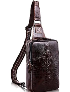 Everdoss Herren echt Leder Bauchtasche Chest Pack Gürteltasche casual Schultertasche Messenger Bag Crossbody mit...