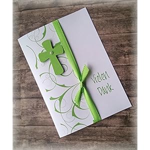 Danksagung Danksagungskarte Danke Kommunion Konfirmation Firmung Taufe Kreuz apfelgrün hellgrün grün kiwi