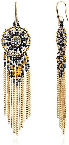 Azuni Dreamcatcher Black &amp; Bronze Beaded Tassle Earrings
