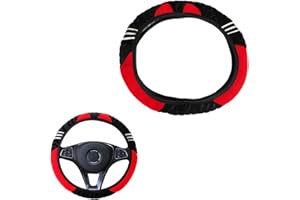COYUN Couvre Volant de Voiture en Peluche, Universel, Rouge, Antidérapant, Accessoires Voiture pour Décoration pour Femme Homme