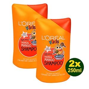 L’Oréal Kids Shampoo Tropical Mango – 2x250 Ml, Tränenfrei, Parabenfrei, Für Glänzendes Kinderhaar