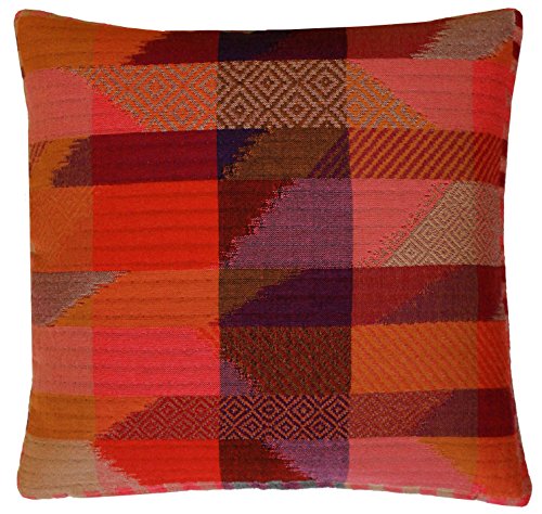 LORENZO CANA Home Edition Luxus Kissenhülle handgewebt mehrfarbig 100% Baumwolle Kissenbezug Zierkissen Zierkissenbezug Kissen Sofakissen Pink Rot Orange Violett 96124