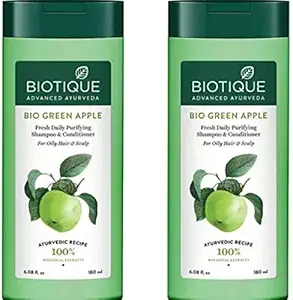 Biotique green apple shampoo pack of 2 (180 ML*2) (360 ml)