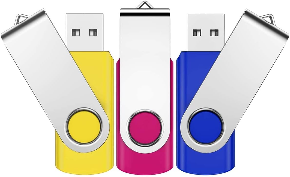 16GB Memory Stick 3 Pack, KROCEUS USB Flash drive 2.0 Swivel Thumb Drives Data Storage Jump Drive Zip Drive USB Sticks External Devices with Led Indicator and Lanyard