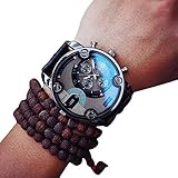 Ularma Herren 51mm Groß Dial Uhr PU Leder Band Hübsch Punk...