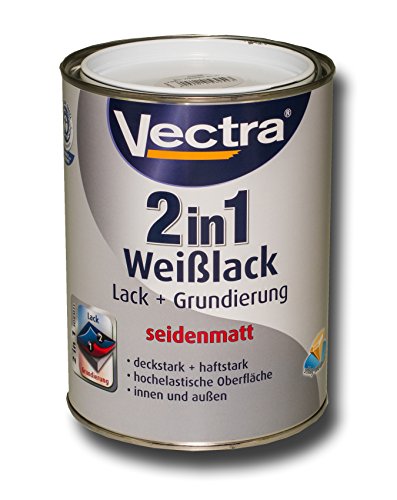 Vectra 2543 2in1 Weißlack Lack + Grundierung Seidenmatt 2,5 Liter (ALC14)
