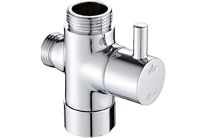 UUSSHOP 3 Way Shower Arm Diverter Valve Component G1/2" Brass Bathroom Universal Shower Head Valve Replacement Part for Hand Held Showerhead & Fixed Spray Head, Chrome（Round）