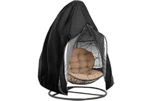 XISNUIENT Housse Fauteuil Oeuf Suspendu, Housse Protection Imperméable Chaise Suspendues Extérieur Meubles Jardin, Pour Balancelle Jardin Extérieur Fauteuil Oeuf Fauteuil Suspendu (115x190cm 190D,Black)