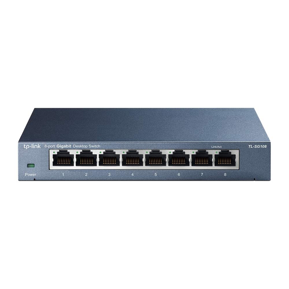 TP-Link 8-poorts Desktop Gigabit Switch, 8 10/100 / 1000M RJ45-poorten, metalen behuizing (TL-SG108)