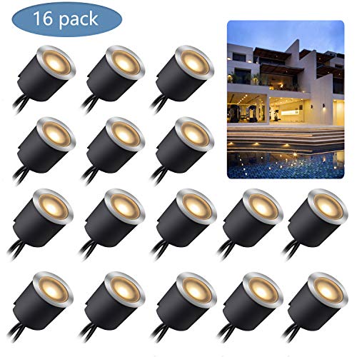 Kit de Luces LED Empotradas para Terrazas con Carcasa Protectora de ?32mm, Luces LED para Terrazas Iluminación Impermeable IP67 para Jardines, 16 Luces Blancas para Jardines, Pisos, Cocinas