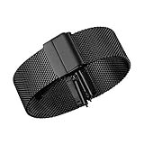 Luxus-High-End-Mode-Uhr-Mesh-Band Metall milanese Band Deluxe Ersatzarmband für Uhren mit Fester Sicherheit Faltschließe, Edelstahl 316l, für Männer und Frauen schwarz