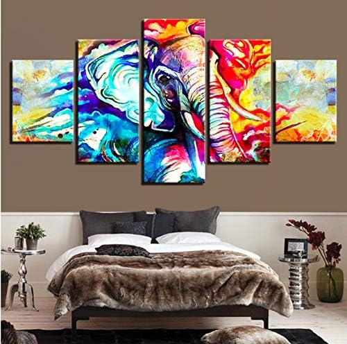 Wiwhy Pictures Wall Art Hd Printed Painting 5 Pieces Hindu God Ganesha Elephant Poster Modular Decor for Living Room-10X15/20/25Cm