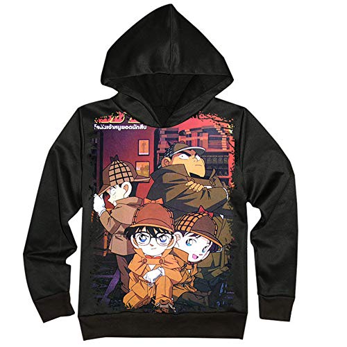 Unisex Detective Conan Print Manga Larga Abrigos Simples Sudaderas con Capucha Anime Suéter para Hombres y Mujeres Sudadera con Capucha Informal