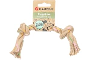 Flamingo Jouet Chien – Puppy Luro Corde avec 2 Nœuds Brun – M 32×5×5 cm – Chanvre 100% Naturel – Masse Les gencives – Idéal Jeu de Traction