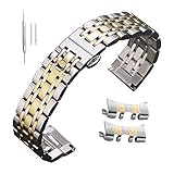 Bandbügel Edelstahluhr Silber Gold 14mm-24mm 22 Metallgeschäft Ersatzarmband gekrümmtes Ende