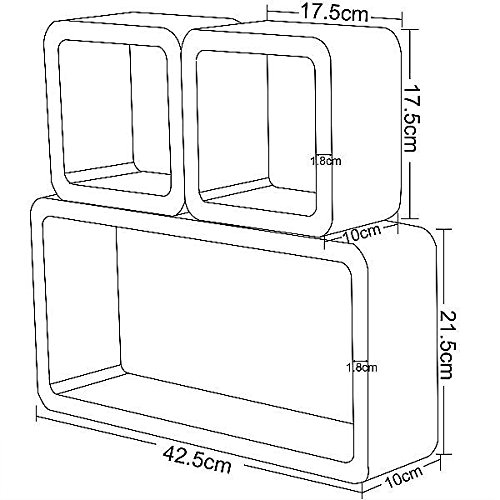 WOLTU #65 3er Set Lounge Cube Regal Retro Wandregal Bücherregal, MDF Holz (Weiß) - 7