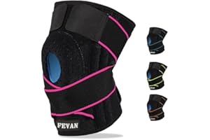 FEVAN Tutore Ginocchio Regolabile - Ginocchiera Ortopedica - Ginocchiere Unisex - Ginocchiera Sportiva per Artrosi Ginocchio con Silicone (Nero/Blu) (ROSA FLUO/NERO)