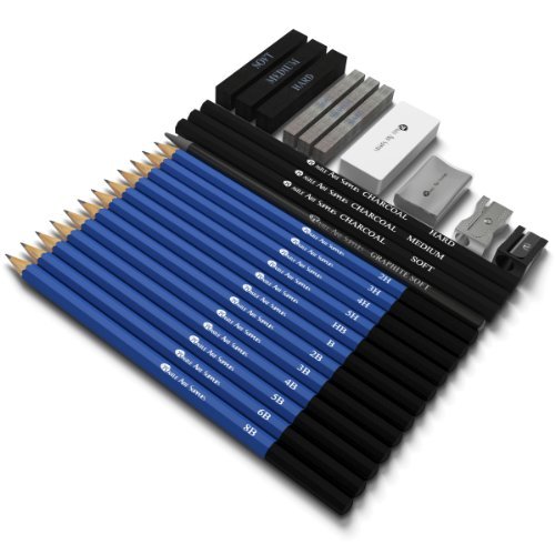 26 Piece Drawing and Sketching Pencil Art Set Deluxe Kit for Beginners 